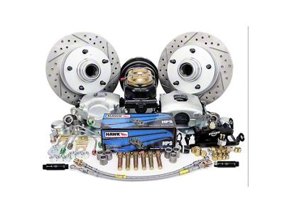 Master Power Brakes Legend Series HP Front Disc Brake Conversion Kit with Booster/Master Cylinder Combo and Valve; 5 x 5-1/2-Inch Bolt Pattern; Cast-Iron Calipers (53-56 F-100)