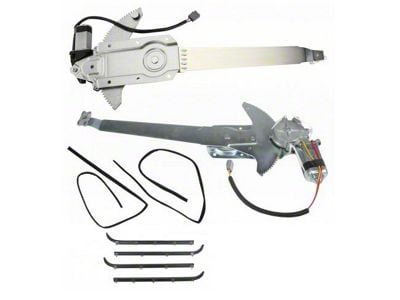 Power Window Regulators with Window Channels and Sweep Weatherstripping; Front (87-97 F-150, F-250, F-350)