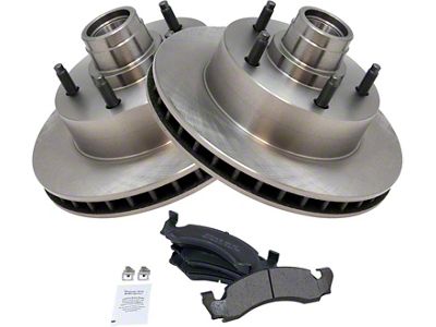 Semi-Metallic 5-Lug Brake Rotor and Pad Kit; Front (86-93 2WD F-150)