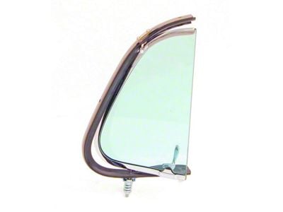 Vent Window Assembly with Chrome Frame; Green Tint Glass; Driver Side (51-52 F1, F2)