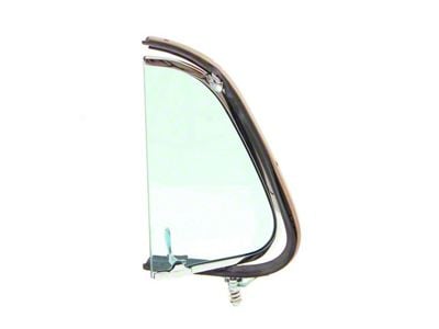 Vent Window Assembly with Chrome Frame; Green Tint Glass; Passenger Side (48-50 F1, F2)