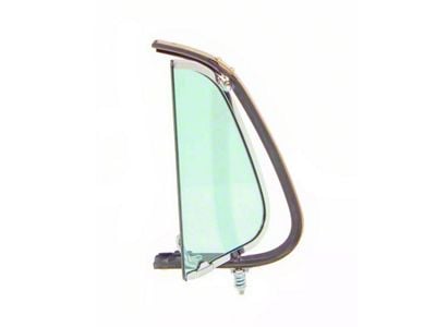 Vent Window Assembly with Chrome Frame; Green Tint Glass; Passenger Side (51-52 F1, F2)