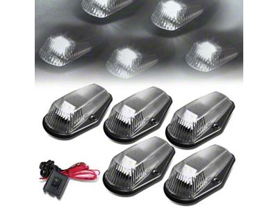 White LED Cab Roof Lights; Black (80-96 F-150, F-250, F-350)