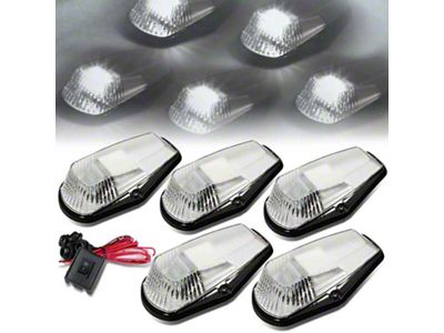 White LED Cab Roof Lights; Chrome (80-96 F-150, F-250, F-350)