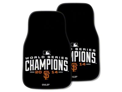 Carpet Front Floor Mats with San Francisco Giants 2014 MLB World Series Champions Logo; Black (Universal; Some Adaptation May Be Required)