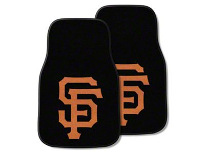 Carpet Front Floor Mats with San Francisco Giants SF Logo; Black (Universal; Some Adaptation May Be Required)