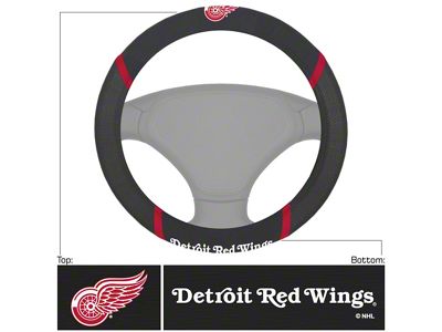 Steering Wheel Cover with Detroit Red Wings Logo; Black (Universal; Some Adaptation May Be Required)