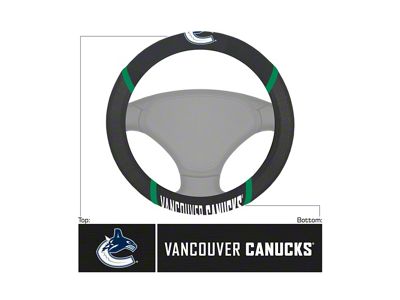 Steering Wheel Cover with Vancouver Canucks Logo; Black (Universal; Some Adaptation May Be Required)