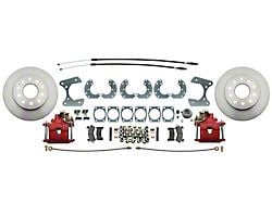 Ford 9-Inch Rear End Disc Brake Conversion Kit with E-Brake; Red Calipers (57-78 Thunderbird)