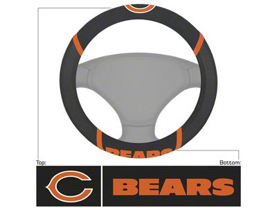 Steering Wheel Cover with Chicago Bears Logo; Black (Universal; Some Adaptation May Be Required)