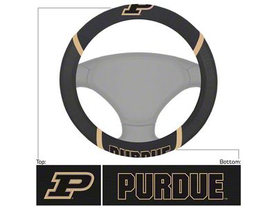 Steering Wheel Cover with Purdue University Logo; Black (Universal; Some Adaptation May Be Required)