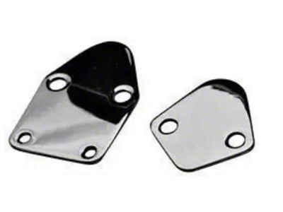 Fuel Pump Block-Off Plate; Chrome with No Logo; Fits SB Chevy V8 Engines