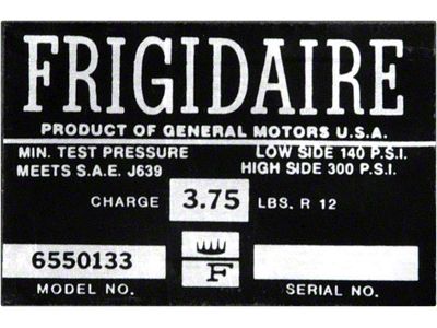 Full Size Chevy Air Conditioning Compressor Decal, Frigidaire, 1963-1965