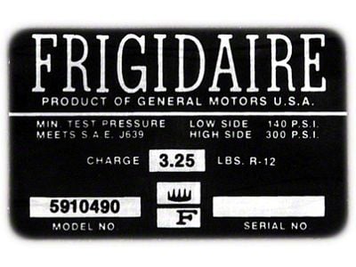 Full Size Chevy Air Conditioning Compressor Decal, Frigidaire, 1965