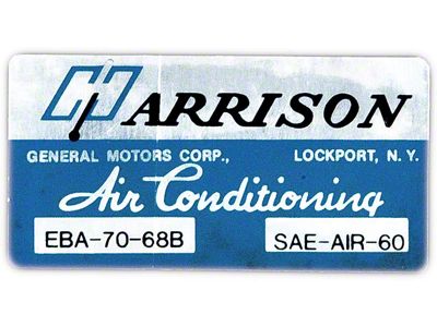 Full Size Chevy Air Conditioning Evaporation Decal, Harrison, 1968