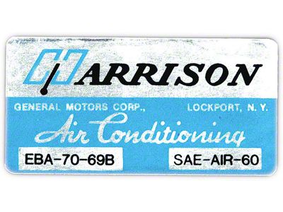 Full Size Chevy Air Conditioning Evaporation Decal, Harrison, 1969