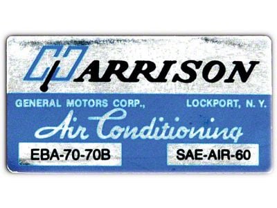 Full Size Chevy Air Conditioning Evaporation Decal, Harrison, 1970