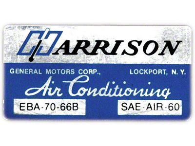 Full Size Chevy Air Conditioning Evaporator Decal, Harrison, 1966