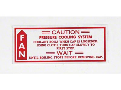 Full Size Chevy Caution Cooling Fan Decal, 1979-1980