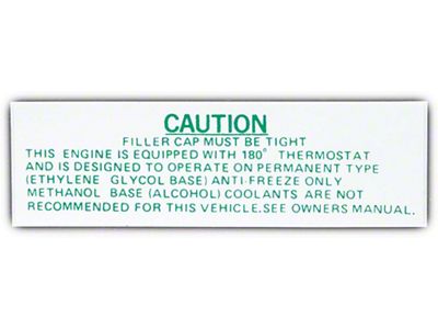 Full Size Chevy Cooling System Caution Decal, 1965-1966