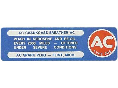 Full Size Chevy Crankcase Breather Maintenance Decal, 1964-1967