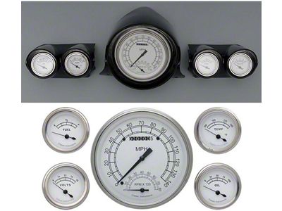 Classic Instruments Full Size Chevy Custom Gauges Set, White Face, With Black Lettering, Classic White, Classic Instruments, 1959-1960