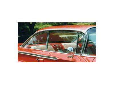 Full Size Chevy Door Glass, Clear, Non-Date Coded, 2-Door Hardtop, 1959-1960 (Impala Sports Coupe)