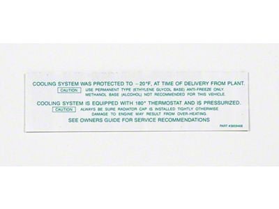 Full Size Chevy Engine Cooling System Decal, 1962-1965