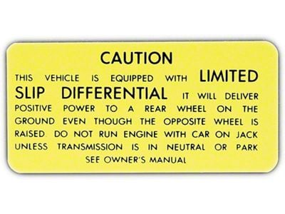 Full Size Chevy GM Canada Limited Slip Differential Decal, 1971-1973