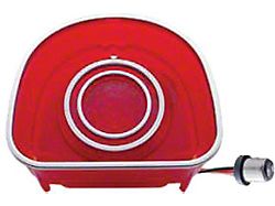 Full Size Chevy LED Taillight Lens, Red, With Three SS TrimRings, Impala & Caprice, 1968