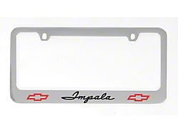 Full Size Chevy License Plate Frame, Chrome, With Engraved Impala Script & Bowtie Logo, 1961-1962