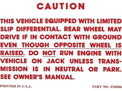 Positraction Warning Decal,64-72