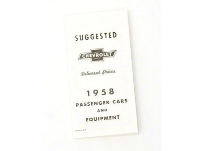 Full Size Chevy Suggested Dealer Price List, 1958