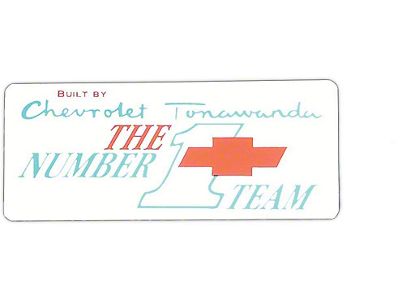 Tonowanda 1 Team Valve Cover Decal,68-72