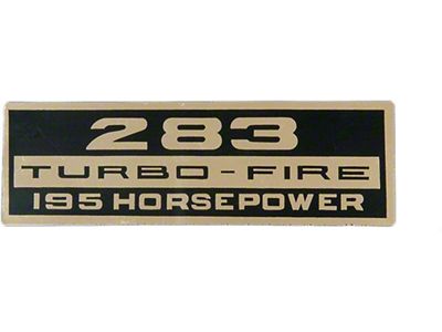 Full Size Chevy Valve Cover Decal, Turbo-Fire, 283ci/195hp,1964-1966