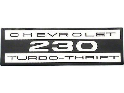 Full Size Chevy Valve Cover Decal, Turbo-Thrift, 230ci 6-Cylinder, 1963