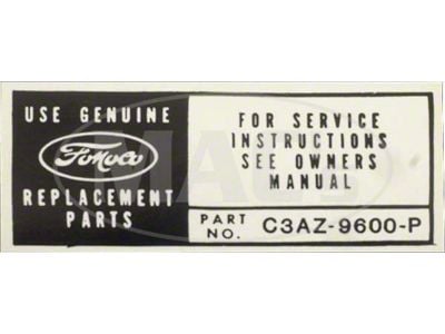 Galaxie ACD Service Instructions Decal, 1963