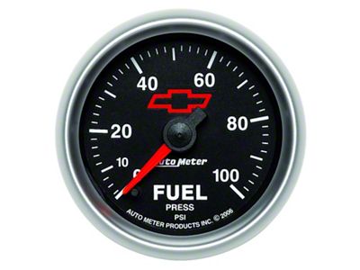 Auto Meter Chevy Black Series 2-1/16-Inch Fuel Pressure Gauge; 0-100 PSI; Digital Stepper Motor