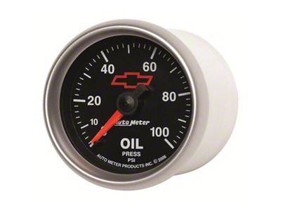 Auto Meter Chevy Black Series 2-1/16-Inch Oil Pressure Gauge; 0-100 PSI; Mechanical