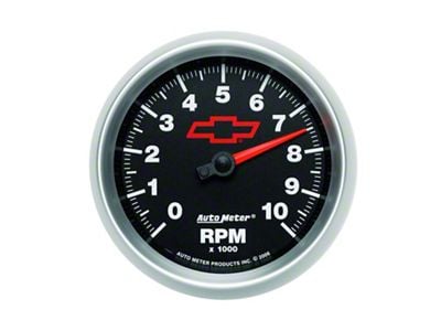 Auto Meter Chevy Black Series 3-3/8-Inch In-Dash Tachometer; 0-10000 RPM