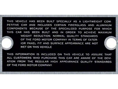 Glove Box Plate - Ford Lightweight Only