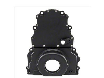 GM LS Aluminum 2 Piece Timing Cover With Cam Sensor Hole, Black