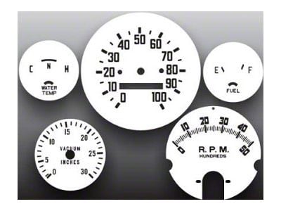 GMCr Suburban White Face Gauge Overlay, 1960-1966