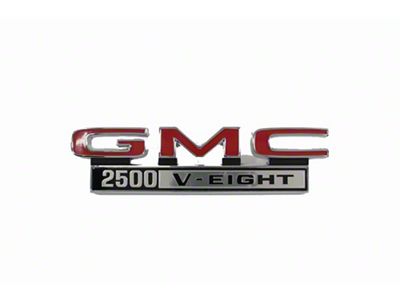 GMC Truck Fender Emblem GMC 2500 V-EIGHT, Chrome 1968-1972