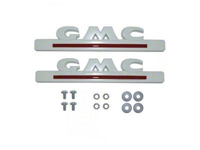 GMC Truck Hood Side Emblems, Chrome With Red Inserts, 1947-1954