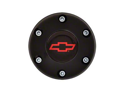 GT Performance Euro/Gasser Horn Button with Chevy Bowtie Logo; 6-Hole; Black (Universal; Some Adaptation May Be Required)