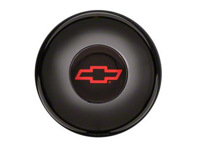 GT Performance Euro/Gasser Horn Button with Chevy Bowtie Logo; Smooth; Black (Universal; Some Adaptation May Be Required)