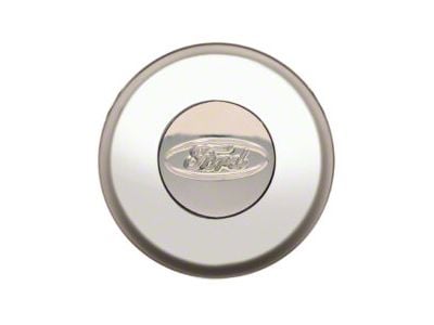 GT Performance Euro/Gasser Horn Button with Engraved Ford Oval; Smooth; Polished (Universal; Some Adaptation May Be Required)