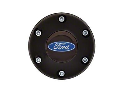 GT Performance Euro/Gasser Horn Button with Ford Oval Logo; 6-Hole; Black (Universal; Some Adaptation May Be Required)