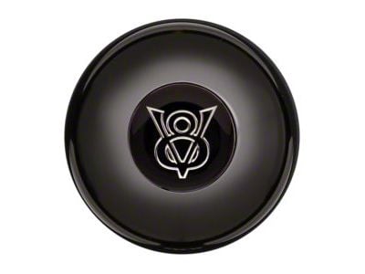 GT Performance Euro/Gasser Horn Button with V8 Logo; Smooth; Black (Universal; Some Adaptation May Be Required)